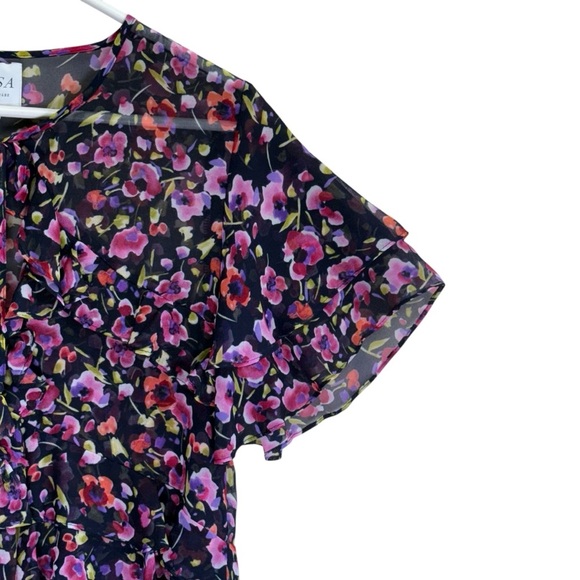 Misa Los Angeles by Revolve Black Floral Sheer Top. Size S - Picture 5 of 16